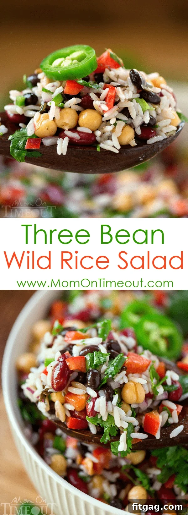 A visual collage showcasing various stages of preparing the Three Bean Wild Rice Salad, from ingredients to finished dish