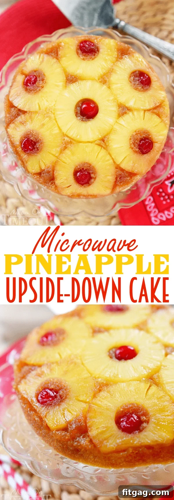 Microwave Pineapple Upside Down Cake, a quick and easy dessert for summer.