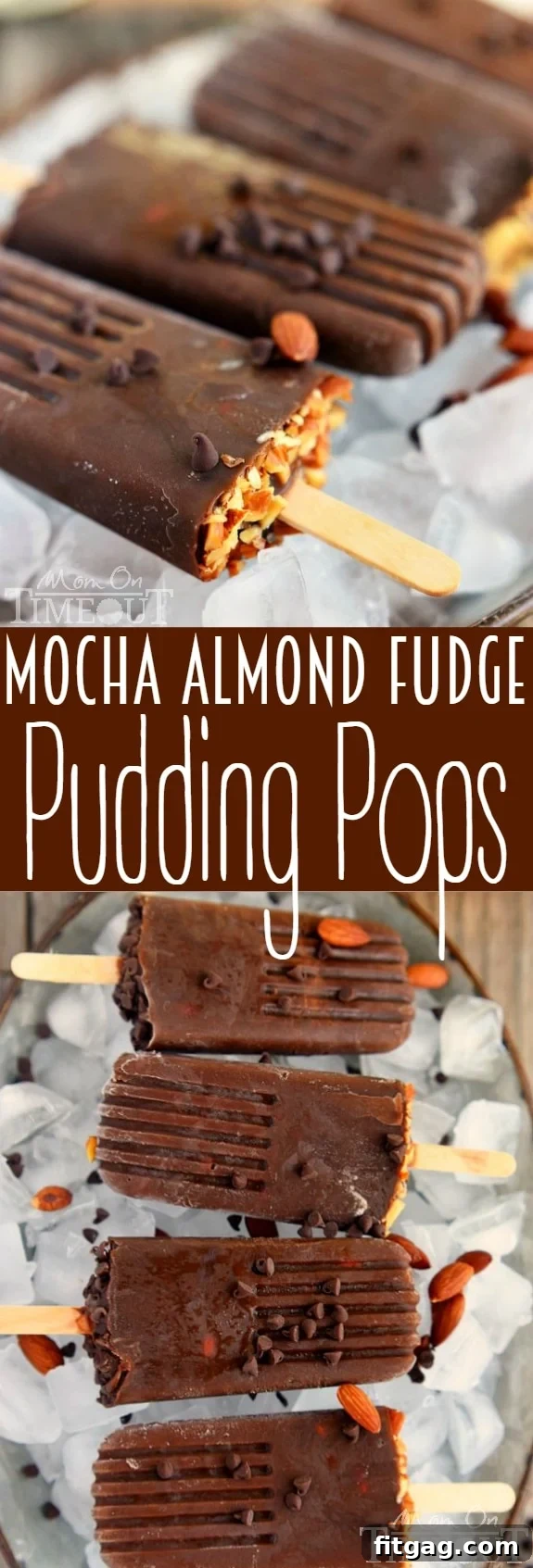 A tall stack of Mocha Almond Fudge Pudding Pops, showcasing their tempting layers