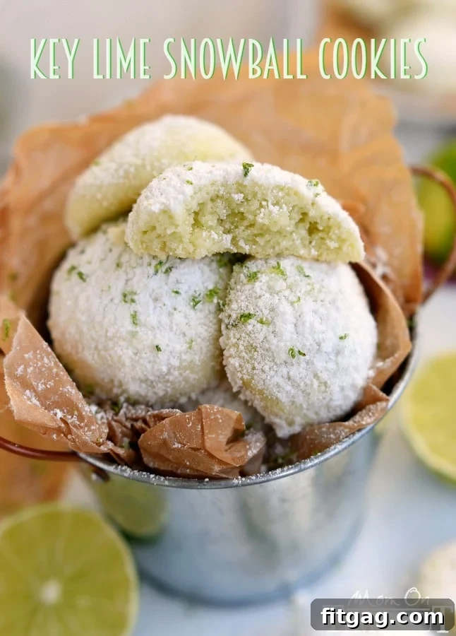 Zesty Key Lime Meltaways 2 With just FIVE ingredients, these Key Lime Snowball Cookies are easy to make and even easier to eat! A delicious, zesty, and melt-in-your-mouth cookie recipe from MomOnTimeout.com. Perfect for any occasion!